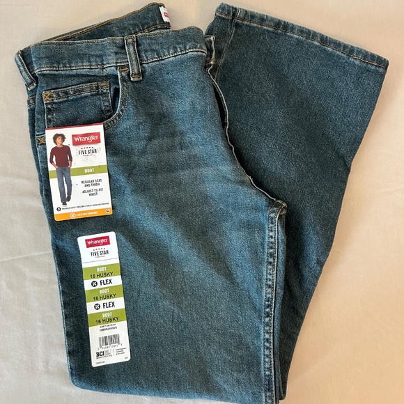 NWT Boys Wrangler Straight Bootcut Jeans Husky Adjustable Waist Denim | Size 16‎ - Picture 8 of 8